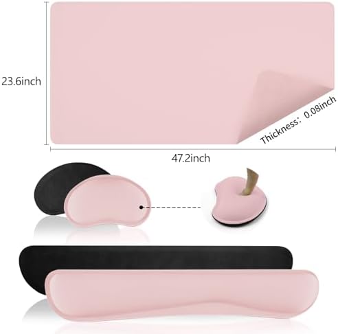 Pink Leather Desk Pad and Keyboard Wrist Rest, 47.2"x23.6" - Image 3