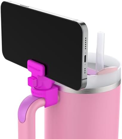 HydraClip Phone Attachment - Watch, Carry, Record, & Stay Organized, Use as Phone Stand or Tripod, Hands Free Detachable, Stanley Cup Accessories, Spring Loaded Secure Grip (Neon Pink) by Hydracup
