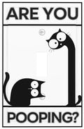 Single Toggle Switch Wall Plate Funny Black Cat Are You Pooping Quote 1 Gang Light Switch Cover with Matching Color Mounting Screw Humor Decor Electrical Faceplate for Bathroom Home Renovation by JOOJIAO