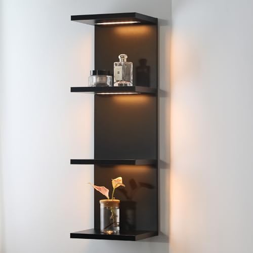 4 Tier LED Wall Shelf, Black by AskTag
