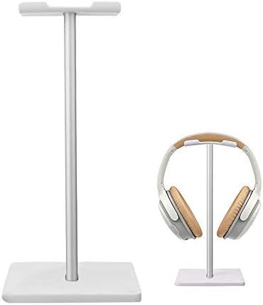 Headphone Stand Gaming Headset Holder Universal Aluminum Metal Headphone Holder Hanger with Aluminum Supporting Bar Flexible Headrest ABS Solid Base for All Headphone,White by Deear