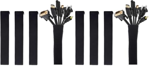 JOTO 8 Pack Cable Management Sleeve, 19-20 Inches Cord Organizer System with Zipper for TV Computer Office Home Entertainment, Flexible Cable Sleeve Wrap Cover Wire Hider System -Black by JOTO