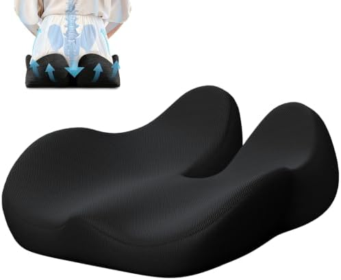 CXC Seat Cushions for Office Chairs, Ergonomic Memory Foam, Black | Contoured Pressure Support, Breathable Washable Cover, Non-Slip Base, 18.1 x 16.9 x 4.7 in, for Desk, Car and Wheelchair by CXC