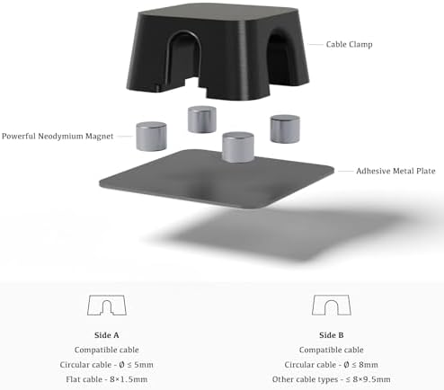 Magnetic Cable Organizer – Desktop Multipurpose Cord Keeper & Cable Management Clip for Home & Office (Black Block 20Pcs) - Image 4