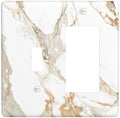Decorative Outlet Covers Abstract Luxury White Gold Marble 2-Gang Combo Light Switch Cover Plate Single Toggle/Rocker Wall Plate Plug Switch Plate Covers for Bedroom Decor by JOOJIAO