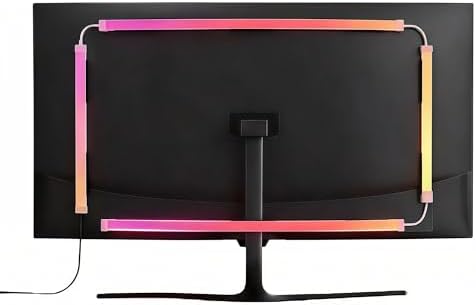 RGB Monitor Backlight with Screen Sync for 32 Inch Screens, Dual USB Powered LED Ambient Lighting Kit, Music Rhythm & Dynamic Modes, Immersive Bias Lighting for Home Office Gaming (4 Sides - 32 inch) by Unknown