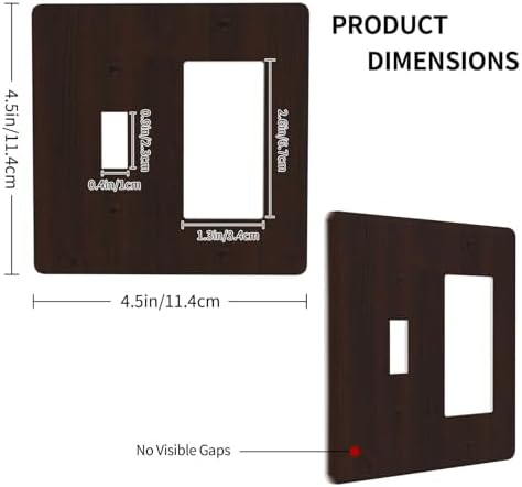 Decorative Outlet Covers Rustic Vintage Dark Brown Wood Grain 2-Gang Combo Light Switch Cover Plate Single Toggle/Rocker Wall Plate Plug Switch Plate Covers for Farmhouse Decor - Image 4