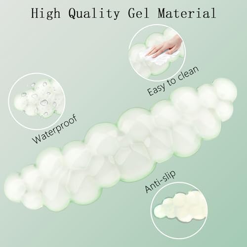 Gel Cloud Wrist Rest Keyboard Clear Green Mouse Pad with Wrist Rest Set 3PCS Ergonomic Cool Keyboard Wrist Pad Cute Acrylic Coaster Non-Slip Base Cute Transparent Mouse Wrist Pad Support for Computer - Image 5