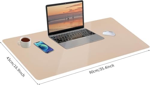 Bloss Leather Desk Pad, Mouse Pad, Non-Slip Desk Protector Mat, Leather Desk Blotter, Computer Desk Pad, Waterproof Desk Mat for Home Office and Decor - Beige (35.4×17Inches) - Image 4