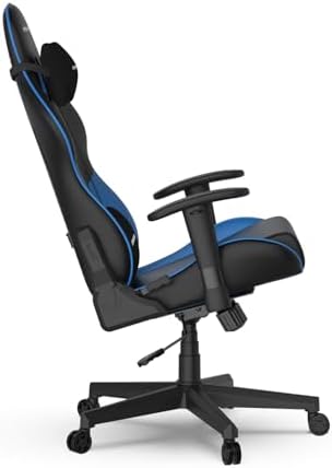 DXRacer Prince Series L Gaming Chair - Reclining, Ergonomic & Comfortable Computer Chair with 2D Armrest, Wing-Shaped Seat Base & Headrest Pillow Faux Leather (Faux Leather, Black & Blue) - Image 6