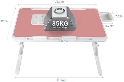 iXTRA Adjustable Laptop Lap Desk with Cooling Fan USB Light for Adults 56x32cm,Pink - Image 2