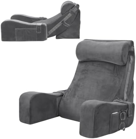 Sasttie 15-25 inch Adjustable Reading Pillow with Armrests, Dark Grey by SASTTIE