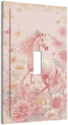Decorative Light Switch Covers Fantastical Pink Horse and Flowers Single Toggle Light Switch Cover Plate 1 Gang Outlet Covers Wall Plate Electrical Device Switchplate Dimmer Faceplate Bedroom - Image 2