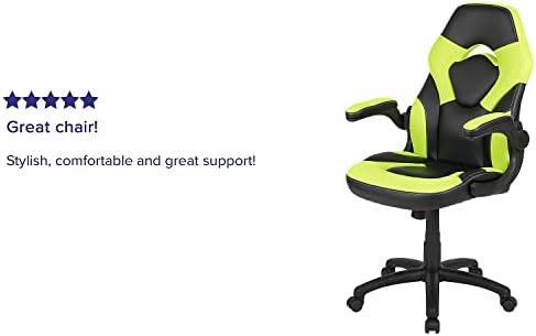 Flash Furniture X10 Gaming Chair Racing Office Ergonomic Computer PC Adjustable Swivel Chair with Flip-up Arms, Neon Green/Black LeatherSoft | Ergonomic, Flip-up Arms, Height Adjustable, Racing Style - Image 5