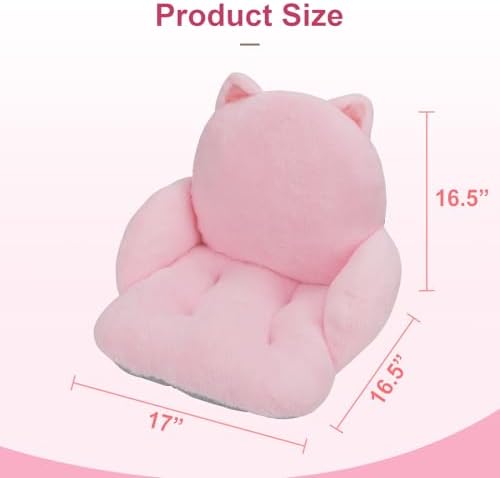 Pink Chair Cushion, Cute Chair Cushion, Pink Cat | Soft Seat Cushion For Office Desks, Gaming and Adult Floor Seating, 17 X 16.5 In, for Bedroom Playroom Dining Living Room - Image 2