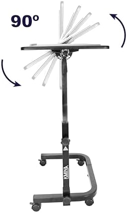 KMINA Overbed Table with Wheels, Tilting Hospital Bed Table, Black - Image 5
