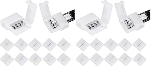 10Packs 4-Pin RGB LED Light Strip Connectors 10mm Unwired Gapless Solderless Adapter Terminal Extension (Pack of 2) by WENHSIN