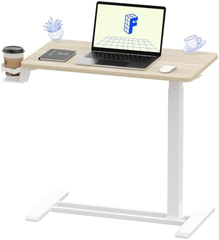 FLEXISPOT H7 28" Pneumatic Height-Adjustable Overbed Table with Wheels by Unknown