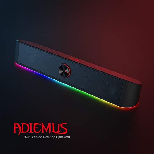Redragon GS560 RGB Desktop Soundbar, 2.0 Channel Computer Speaker with Dynamic Lighting Bar Audio-Light Sync/Display, Touch-Control Backlit with Volume Knob, USB Powered w/ 3.5mm Cable, Black - Image 2