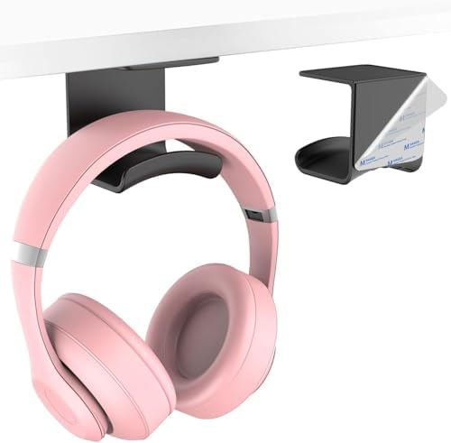 HomeMount Headphone Stand Headset Holder, Headphone Holder Under Table, Adhesive Gaming Headphone Stand Hanger Desk Mount for Most Headphone by HomeMount