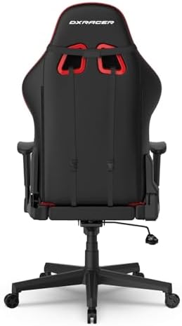 DXRacer Prince Series L Gaming Chair - Reclining, Ergonomic & Comfortable Computer Chair with 2D Armrest, Wing-Shaped Seat Base & Headrest Pillow Faux Leather (Faux Leather, Black & Red) - Image 5