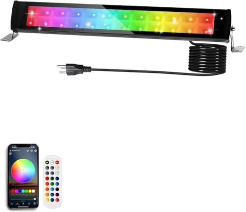 50W 2.4G Remote Control RGB Wall Washer Light, 3000K Warm Light, RGB Light bar with Remote Control & APP Control, for Birthday Party, Garden Lighting, Wall Display, Hotel, Building by Indmird