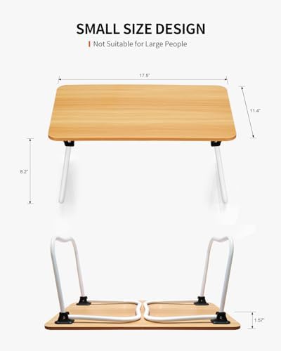 FISYOD Foldable Lap Desk, Laptop Bed Desk, Portable Bed Table, Laptop Stand for Bed & Couch, Lightweight & Mini - Oak - Image 6