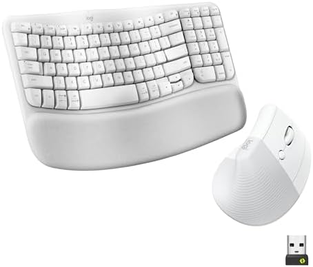 Logitech Wave Keys & Lift Vertical Mouse Ergonomic Wireless Combo - White by Unknown