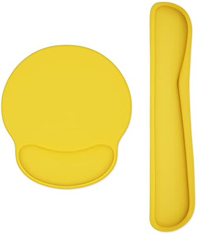 Dapesuom Keyboard Wrist Rest and Mouse Pad with Wrist Support, Cute Memory Foam Cushion for Keyboard and Mouse Set, Desktop Pad Rests with Non Slip Base for Easy Typing & Pain Relief, Apricot Yellow by Unknown