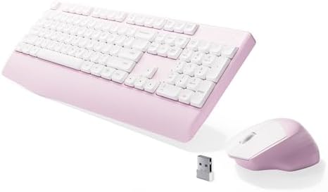 MPTOG Ergonomic Wireless Keyboard and Mouse Combo, Pink White by MPTOG