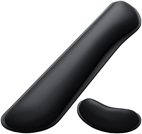 Dapesuom Keyboard Wrist Rest Set, Cute PU Leather Wrist Cushion for Computer Keyboard and Mousepad, Memory Foam Mouse Pad Rests Support with Non-Slip Base for Typing Pain Relief, Laptop, Black by Unknown
