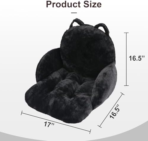 Cute Chair Cushion, Chair Pillow for Gaming, Black Cat, 17x16.5 in | Computer Chair Cushion, 2 Ties Prevent Slipping, for Office Desks, Floor Seating, Bedrooms, Playrooms, Dining and Living Room - Image 6