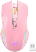 RGB Wireless Gaming Mouse, Pink, Rechargeable, Ergonomic Design, Adjustable DPI, Compatible with Windows, Mac by Unknown