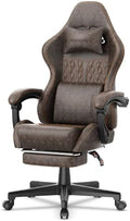 Ferghana Vintage PU Leather Gaming Chair, Ergonomic Gamer Chair with Massage, High Back Computer Office Chair with Footrest for Adults, Racing Style Reclining Video Game Chair (Brown) by FerghanaGamingChair