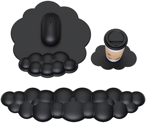 MOKURU Cloud Mouse Pad with Wrist Rest, Cloud Keyboard Wrist Rest, Mouse Pad Wrist Support, Ergonomic Keyboard Mouse Wrist Support (Black) by MOKURU