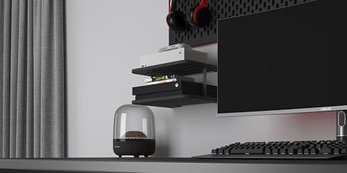 Black Projector Wall Shelf/Floating Under TV Game Double Shelf Stand for Xbox, Router/Entertainment Center, Projector Holder Accessories - Image 4