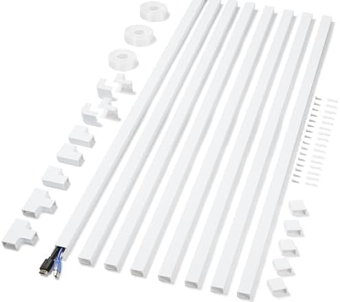 Cord Covers for Wires on Wall Extra-Long, 24ft TV Cord Hider Kit, Paintable Cable Management Concealer, TV Wire Hider for Wall, White Cable Raceway Channel, 8 x L36in x W0.95in x H0.55in by ZhiYo