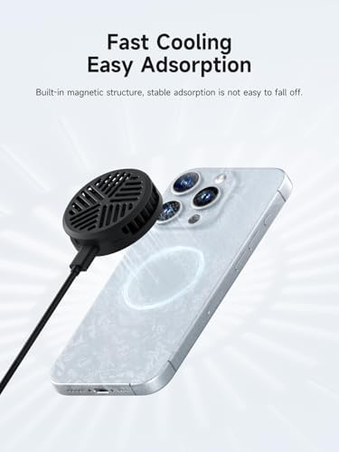 Hagibis Magnetic Cell Phone Cooler Ultrathin Cooling Fan Portable Lightweight Mobile Phone Radiator for iPhone 17 16 15 Pro Max, MagSafe Series, iPad Pro, Android, Tablet (Black) - Image 4
