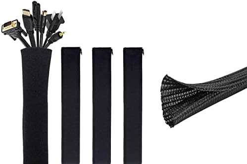 JOTO [4 Pack] 19-20 Inch Black Cable Management Sleeve Bundle with 26ft – 1/2 inch Black Cable Management Protector by JOTO