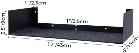 U Shape Floating Shelves Wall Mount Metal Bookshelf CD DVD Storage Display Shelves, Black Set of 4 - Image 3