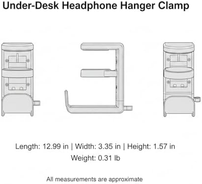 Under Desk Headphone Hanger Clamp, Rotating Mount for Sit-Stand Desks, No-Drill Installation, Paper-Based Composite (1 PC) - Image 7