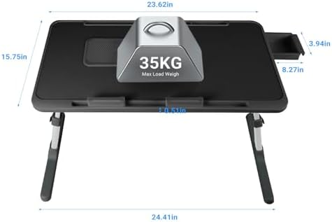 iXTRA Adjustable Laptop Lap Desk with Cooling Fan USB Light for Adults 60 * 40cm,Black - Image 4