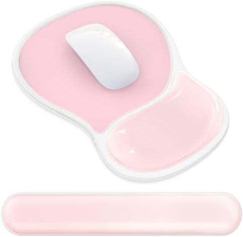 AKIT Ergonomic Gel Mouse Pad and Keyboard Wrist Rest, Non-Slip, Pink | Gel Wrist Support for Typing Comfort Non-slip Base Fits Standard Keyboards and Mice Reduces Fatigue During Long Work Sessions by AKITHomeGarden