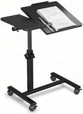 Rolling Over Bed Table Adjustable Height with Wheels Side Table for Couch Laptop Desk Hospital Overbed Table Couch TV Tray Table Computer Workstation-Frosted Black by IRUFGLL
