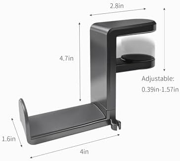 Headphone Hook，Headphone Stand，PC Gaming Headset Holder for Desk，Desk Headphone Hanger，Desk Hook with 360-Degree Adjustable Rotation - Image 6