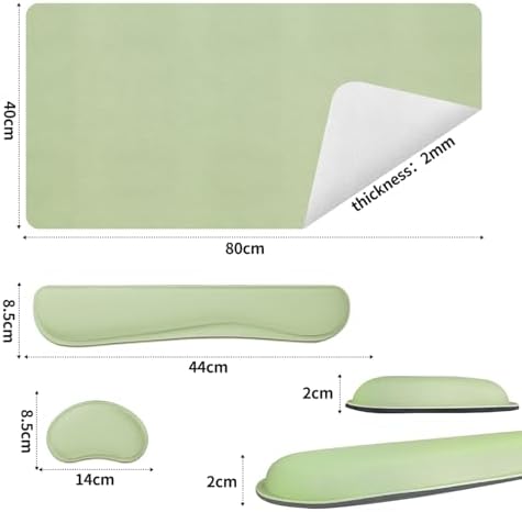 Bloss Leather Desk Mat and Keyboard Wrist Rest, Large Mouse Pad + Keyboard Pad+Mouse Wrist Support, Non-Slip Desk Mat Protector for Office, Home(35.4×15.7 Inches, Green) - Image 5