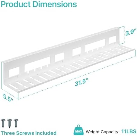 PEGZONE Under Desk Cable Management Tray, 31.5'' Screw-Mount Steel Rack - Image 5