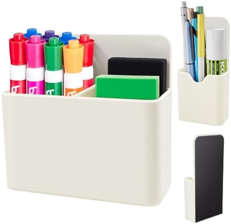 KITANIS Magnetic Pen Holder,2 Pack Magnetic Dry Erase Marker Holder with Generous Compartments,Strong Magnet Storage Marker Pen Pencil Organizer for Refrigerator,Whiteboard,Locker Accessories by KITANIS