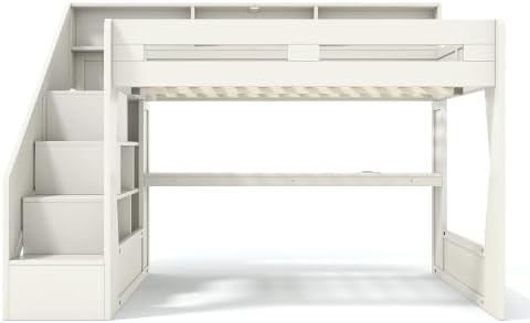 KEIKI Queen Size Gaming Loft Bed with Storage Stairs, LED Lights & Desk - Image 4