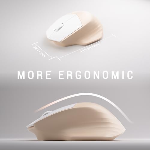 MPTOG Ergonomic Wireless Keyboard and Mouse Combo, Khaki White - Image 5